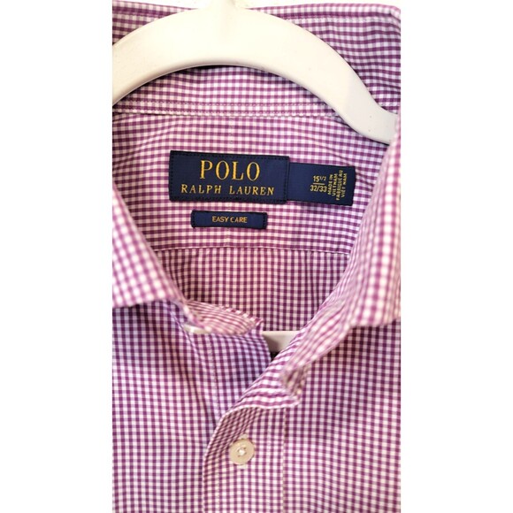 Polo Ralph Lauren Mens Button Up Casual Shirt Burgundy Check 15 1/2 32/33 Preppy - Picture 5 of 8